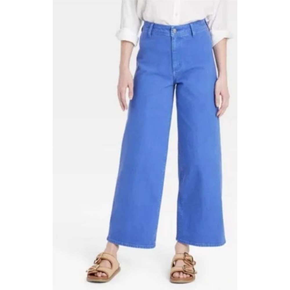 Universal Thread Women's High Rise Sailor Wide Leg Ankle Jeans in Blue Size 6 - Picture 2 of 10